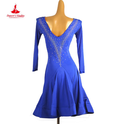 Latin Dance Practice Clothing Customized Rhinestone Sexy Fishtail Skirt Adult Children Tango Chacha Lombard Performance Costumes