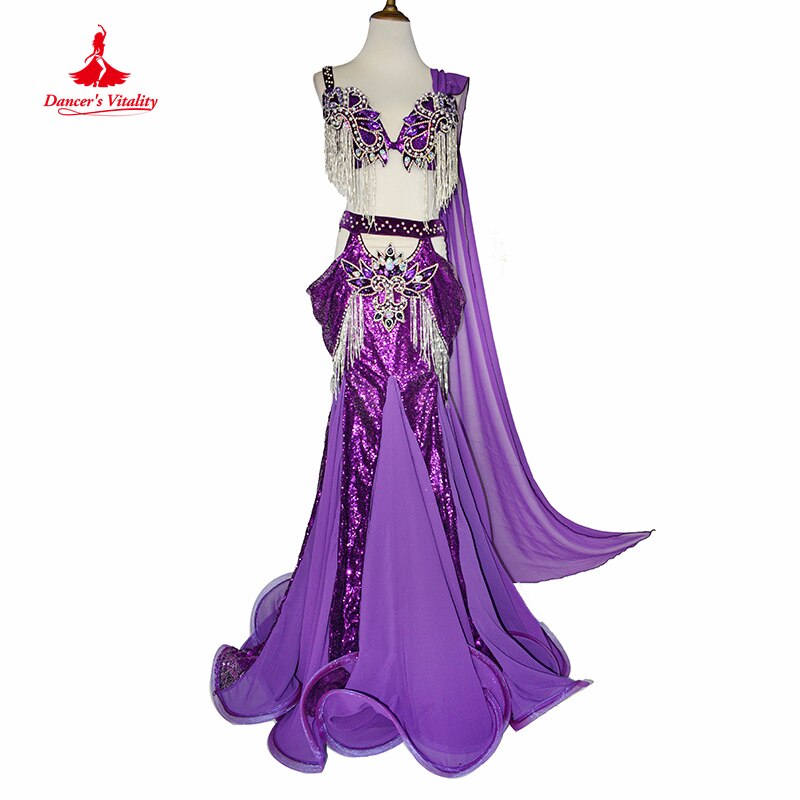 Belly Dance Custom Performance Clothes Female Child Temperament Bra Set Woman High Waist Big Swing Skirt Competition Clothing