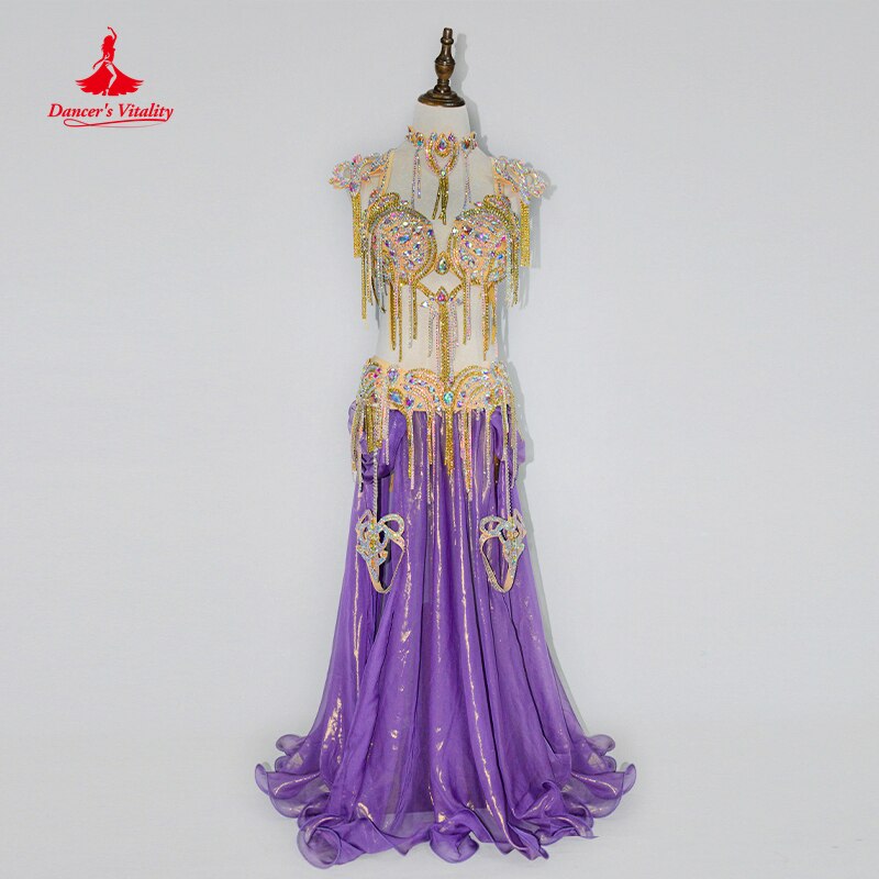 Belly Dance Performance Clothes Customzied Adult Children Bra+belt+skirt+accessories Oriental Belly Dance Competiton Outfit