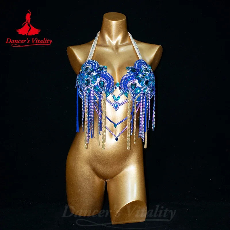 Belly Dancer Costume Set for Women Customsized Adult Children AB Stones Bra+belt 2pcs Oriental Bellydance Competition Outfit