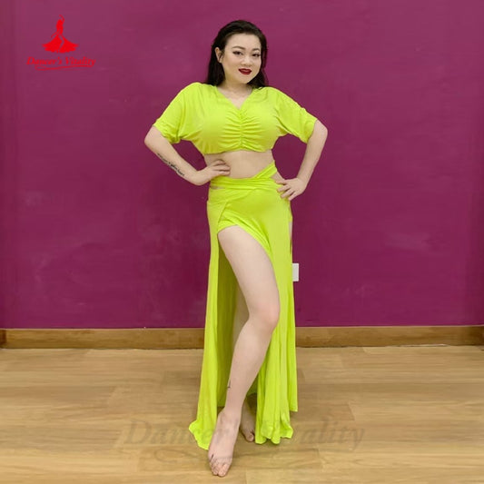 Belly Dance Costume Suit Women Children Oriental Dance Practice Clothes Short Sleeves Top+long Skirt 2pcs Bellydance Outfit