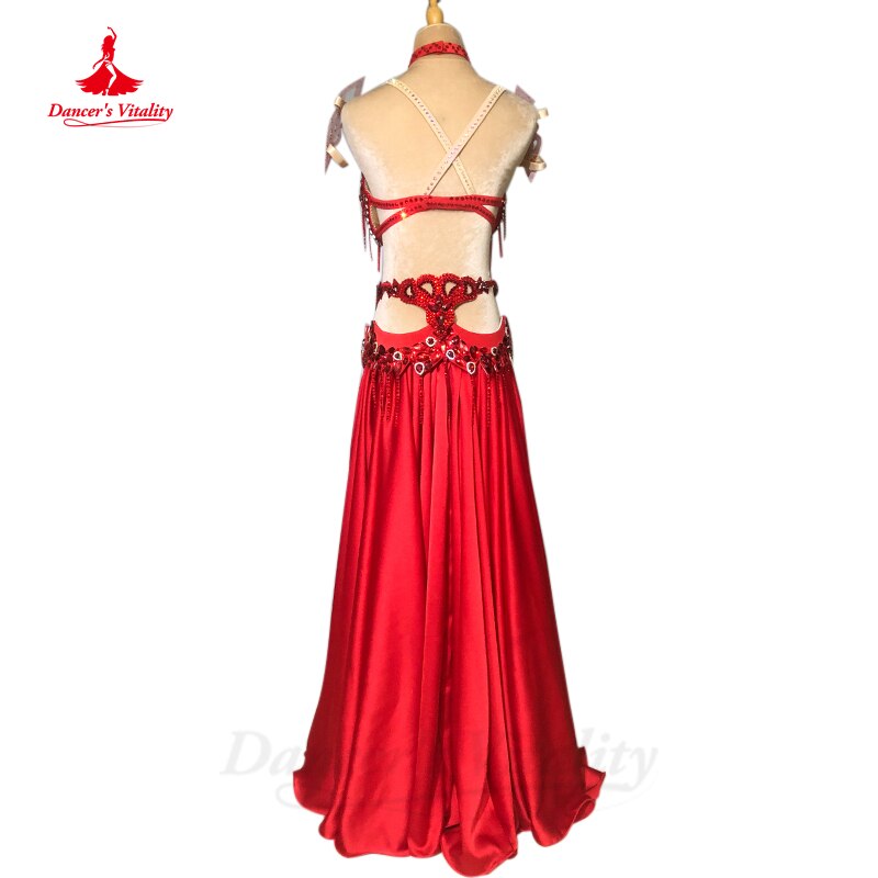 Belly Dance Competition Suit for Women Exotic Dancewear Bra+accessories+stain Skirt Customsized Oriental Bellydance Outfit