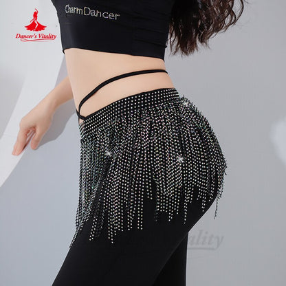 Belly Dance Dream Star River Diamond Tassel Hip Scarf Dynamic Fishing Net Hot Drill Versatile Waist Chain Bellydance Hip Scarf