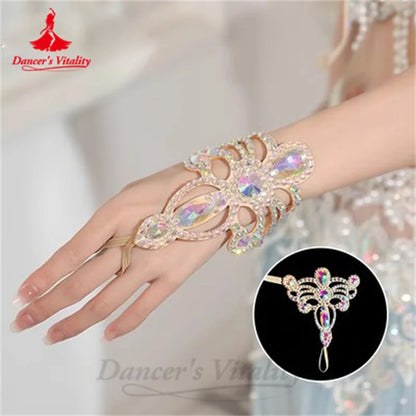 Belly Dance Performance Accessories for Women Senior AB Stones Chain Belt Girl's Luxury Competiton Bracelets