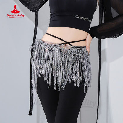 Belly Dance Dream Star River Diamond Tassel Hip Scarf Dynamic Fishing Net Hot Drill Versatile Waist Chain Bellydance Hip Scarf