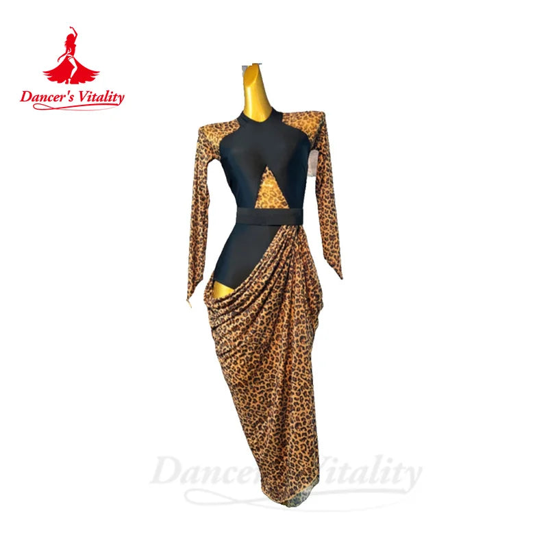 Latin Dance Performance Dress for Women Customsized Sexy Leopard Rumba Chacha Tango Competiton Costume Adult Child Latin Dresses