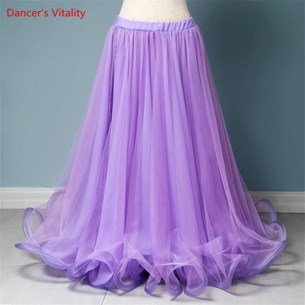 Belly Dance Skirt New Yarn Skirt Fairy Adult Children's Long Skirt Sexy Big Swing Skirt High-End Custom Balroom Dance Skirt