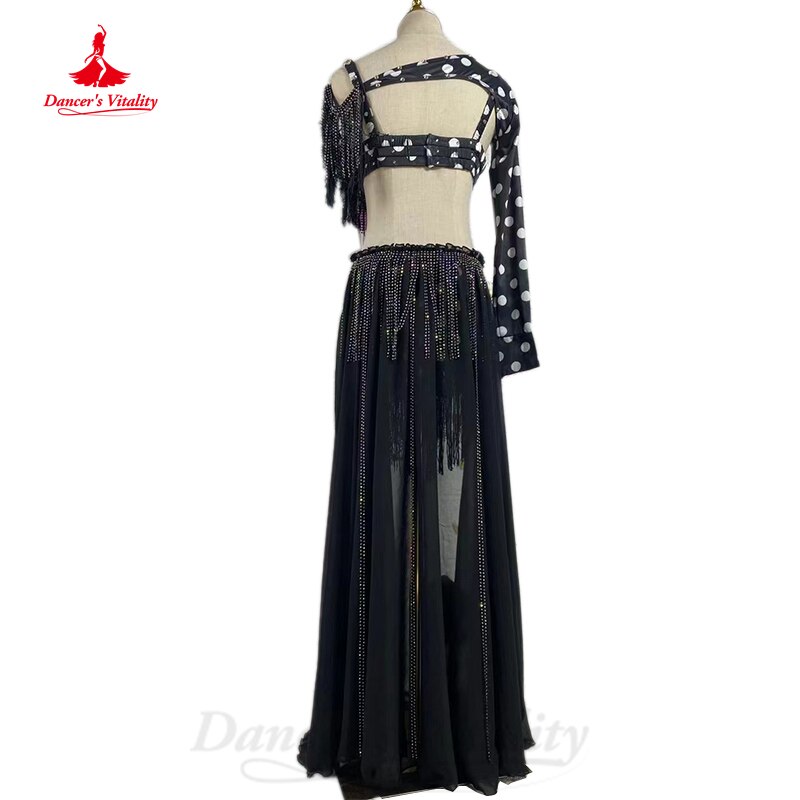 Belly Dance Costume Women Custom Bra+sleeves+long Skirt 3pcs Oriental Dance Clothing for Girl's Bellydance Performance Outfit