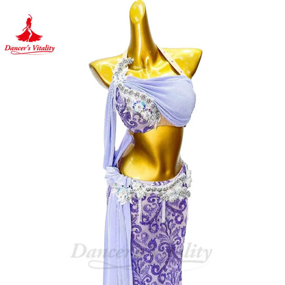 Bellydance Costume for Women Custom Oriental Bra Top+lace Long Skirt 2pcs Adult Children Adult Belly Dancing Performance Outfit