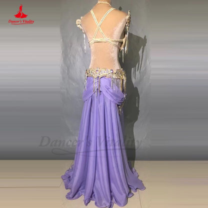 Belly Dance Performance Clothes Customzied Adult Children Bra+belt+skirt+accessories Oriental Belly Dance Competiton Outfit