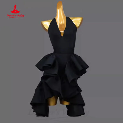 Latin Dance Practice Clothing Customized Sexy Backless Irregular Dress Adult Children Tango Chacha Samba Performance Costumes