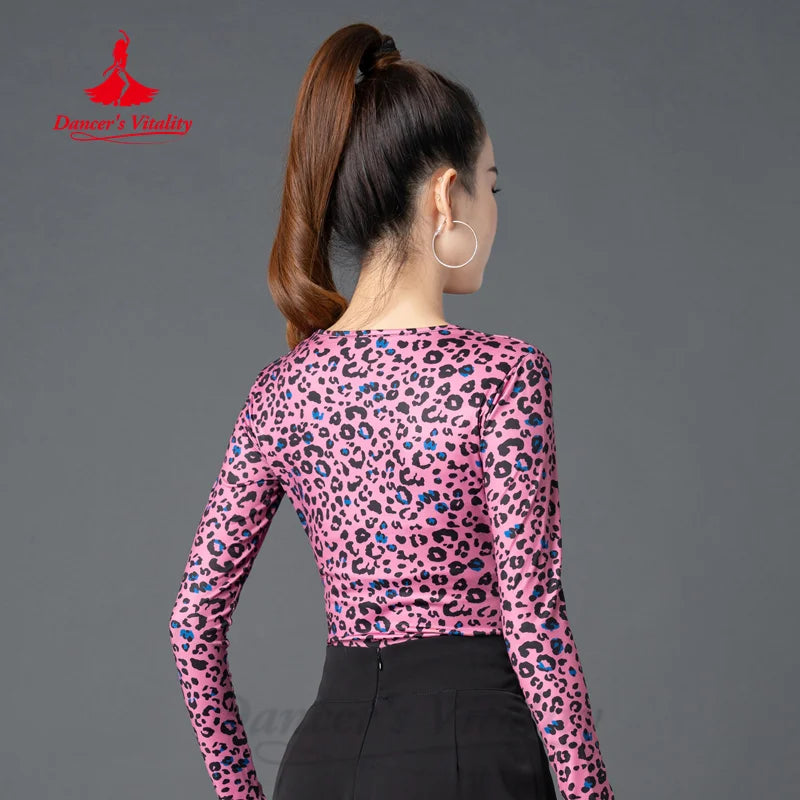 ModernDance Training Costumes Latin Dancing Long Sleeved Slimming Top Women Tango Chacha Samba Professional Practice Clothes