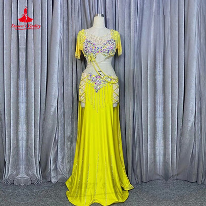 Belly Dance Costume Suit Women Female Children Dancing Performance Suit Senior Bra+long Skirt 2pcs Customsized Bellydance Outfit