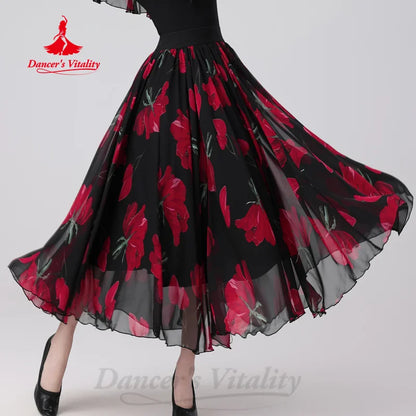 Modern Dancing Latin Dance Clothing Women's Customized Elegant Print Performance Set Adult Tango Chacha Samba Practice Clothes