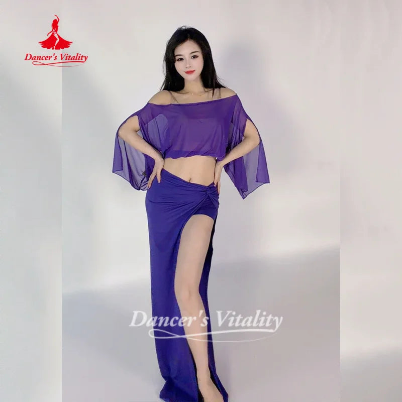 Belly Dance Practice Clothes Loose and Comfortable Top+sexy Long Skirt 2pcs Women's Oriental Dance Clothing Dancer's Vitality