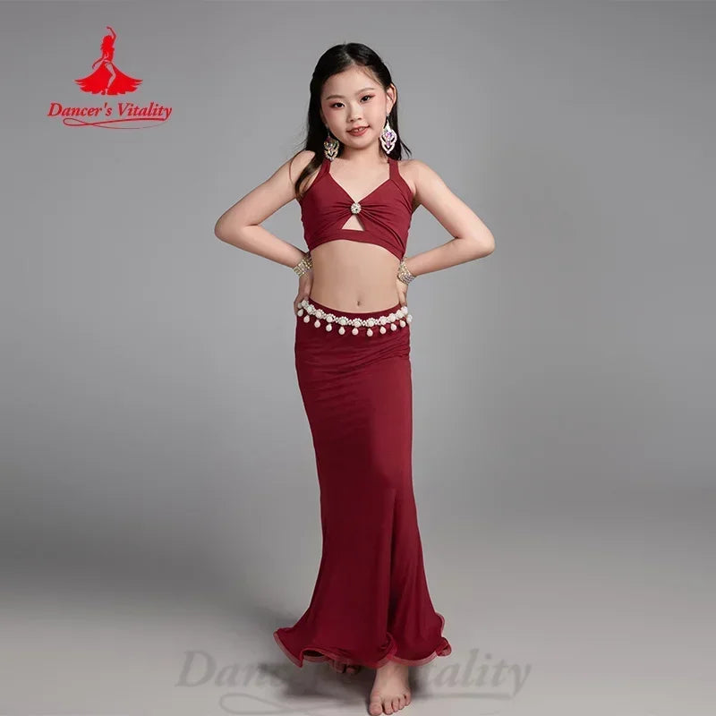 Belly Dancer Costumes Children's Elegant and Comfortable Training Suit Kid Oriental Dancing Practice Clothes Dancer's Vitality