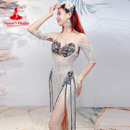 Belly Dance Costumes Set for Women Tassel Robe+bra Custom Adult Children Shaabi Balady Saidy Performance Wear Outfit