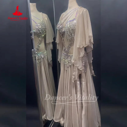 BellyDance Outfit Customized Senior AB Stones Bra+Sexy Long Skirt 2pcs Oriental Dance Competition Clothing Dance's Vitality