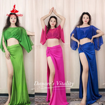Belly Dance Practice Clothes Loose and Comfortable Top+sexy Long Skirt 2pcs Women's Oriental Dance Clothing Dancer's Vitality
