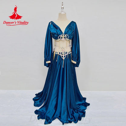 Belly Dance Performance Dress Senior Satin Bra+long Skirt 2pcs for Women Bellydance Competiton Costume Oriental Wear Outfit