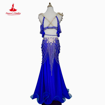 Belly Dance Competition Costume Suit Cstuomzied Adult Child Bra+skirt+arm Accessories 4pcs for Women Oriental Belly Dance Wear