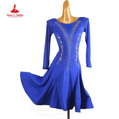 Latin Dance Practice Clothing Customized Rhinestone Sexy Fishtail Skirt Adult Children Tango Chacha Lombard Performance Costumes