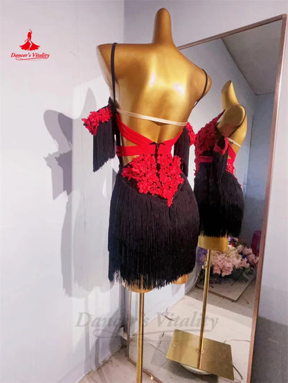 Latin Dance Tassel Dresses for Women Rumba Chacha Tango Performance Professional Clothing Adult Child Latin Fringe Dresses