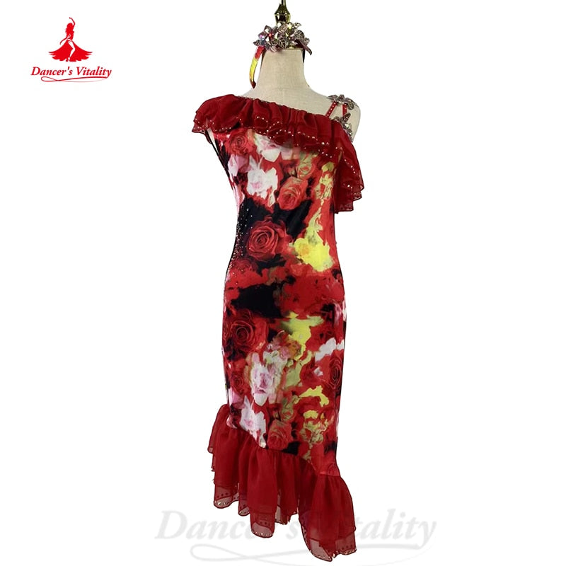 Belly Dancer Costume Dress Women High-End Custom Black Red Malaya Performance Competiton Clothing Belly Dancing Wear Outfit