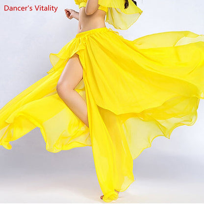 Professional Competition Sexy Chiffon For Women Belly Dance Skirt Maxi Costume Dancer Dress11 Color; Free Shipping