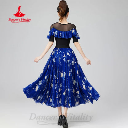 Modern Dancing Latin Dance Clothing Women's Customized Elegant Print Performance Set Adult Tango Chacha Samba Practice Clothes