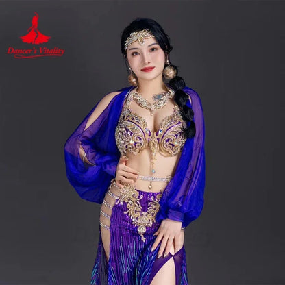 Belly Dancer Costume Set for Women Customsized Senior AB Stones Bra Top+long Skirt 2pcs Adult Children Oriental Dancing Outfit