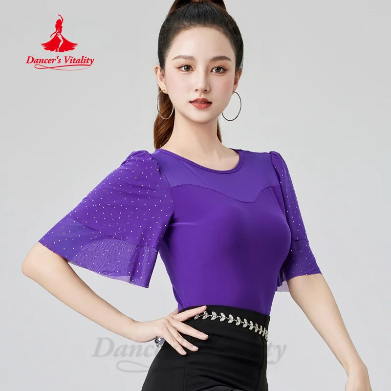 Latin Dancing Clothing Customization Comfortable Slimming Flared Sleeve Top Tango ChaCha Samba Professional Practice Outfit