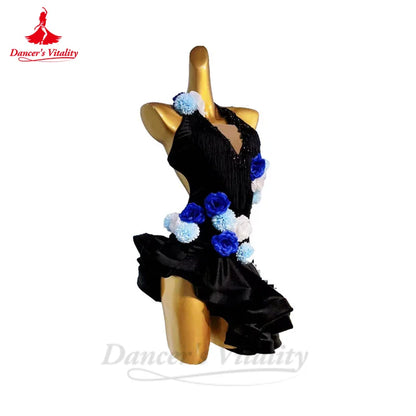 Latin Dance Performance Dress for Women Custom Spandex Rumba Chacha Tango Competiton Costume Skirt Adult Child Latin Dresses