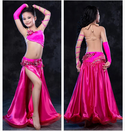 Kids luxury belly dance set suit children senior belly dance clothes 4pcs girls dance performance suit S,M,L