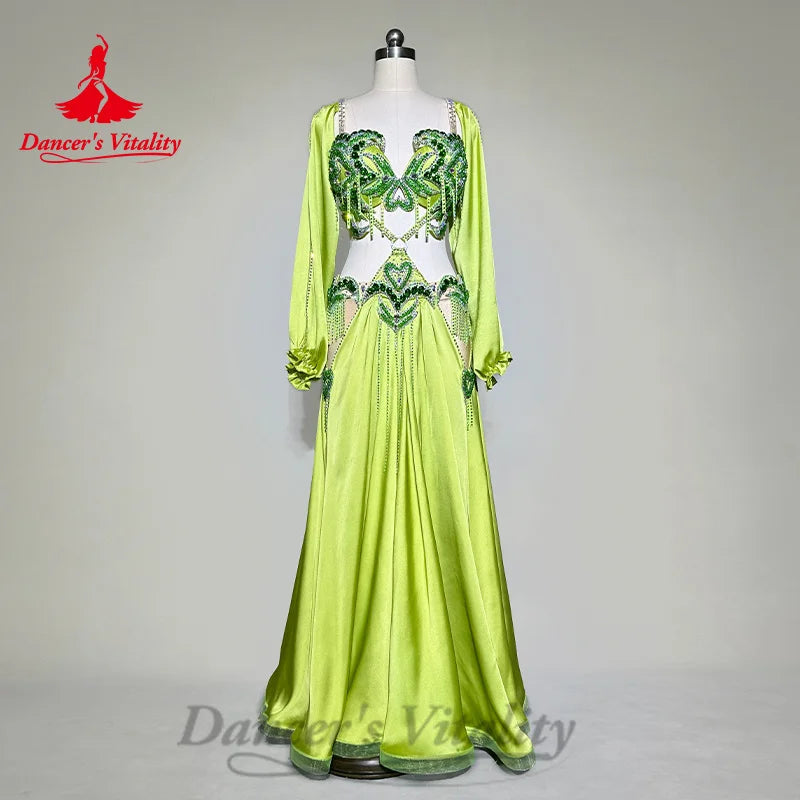 Bellydance Performance Costumes Women's Customization Luxury Diamond Backless Tassel Dress Oriental Dance High End Dance Skirt