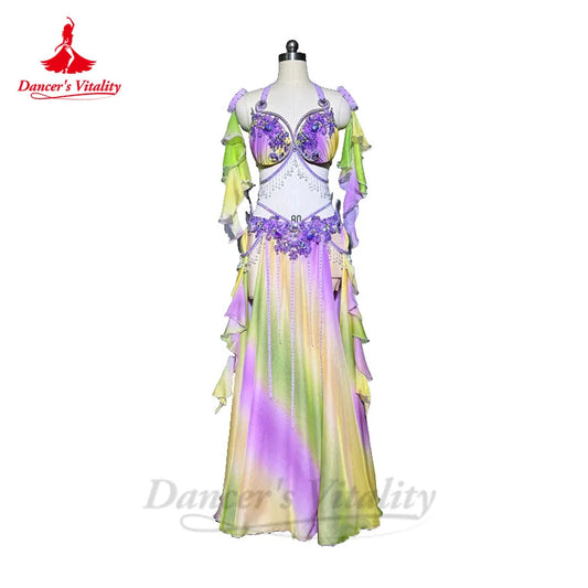 Bellydance Costume for Women Customsized Senior Bra+colors Skirt 2pcs Adult Children Belly Dance Performance Competiton Outfit