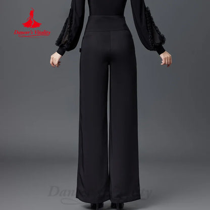 Latin Dancing Modern Dance Costume Customized High Waist Slim Straight Pants Tango Rumba Samba Professional Performance Clothing