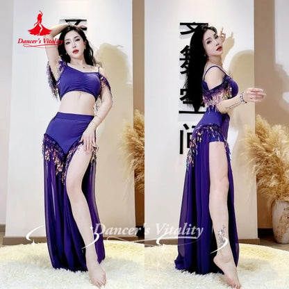 Belly Dance Costume Women's Advanced Sequin Tassel Performance Set Adult Oriental Dance Practice Clothes Dancer's Vitality