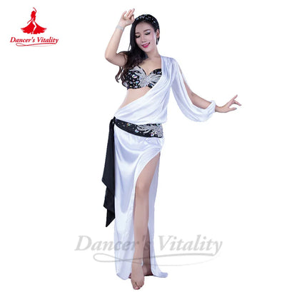 Belly Dance Performance Costume Robe for Women Custom Saint Robe+bra+belt+headdress 4pcs Adult Child Saidi Baladi Shabbi Outfit