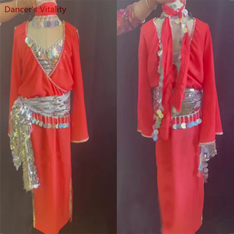 Belly Dance Clothes Robe for Women Kid's Baladi Shabbi Performance Dress Customzied Female Folk Belly Daning Costume Robes