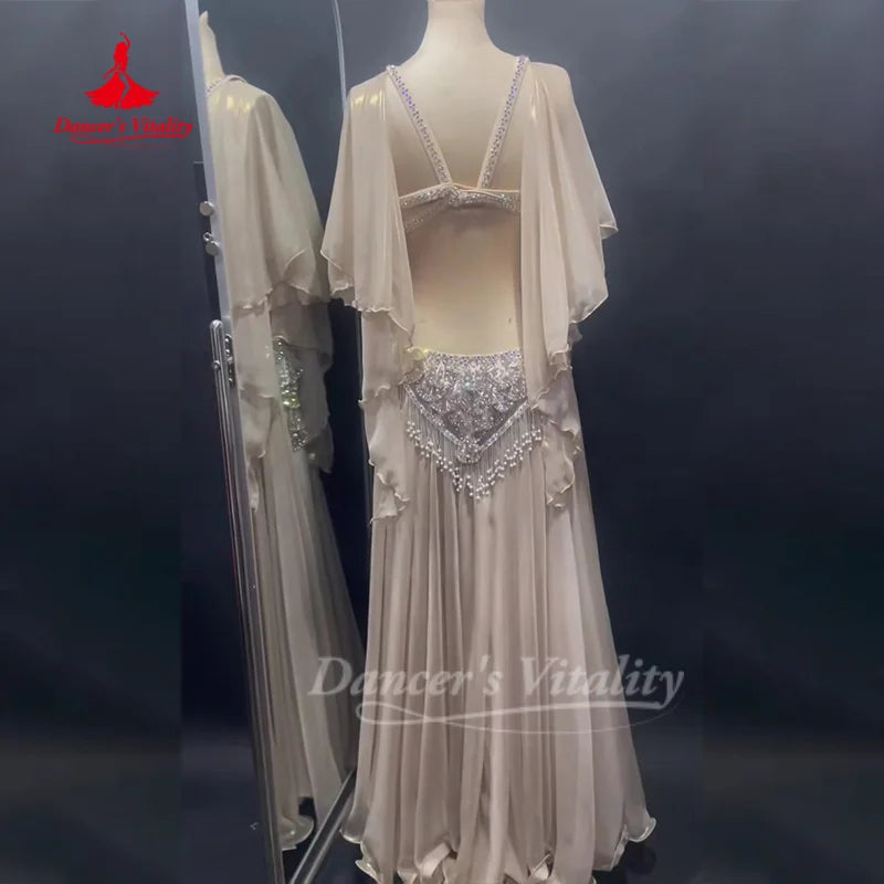 BellyDance Outfit Customized Senior AB Stones Bra+Sexy Long Skirt 2pcs Oriental Dance Competition Clothing Dance's Vitality