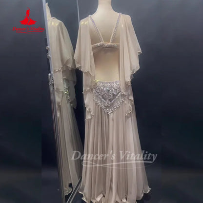 BellyDance Outfit Customized Senior AB Stones Bra+Sexy Long Skirt 2pcs Oriental Dance Competition Clothing Dance's Vitality