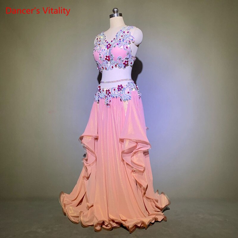 Belly Dance Suit Diamond-Studded Bra Big Swing Skirt Performance Set Profession Custom Adult Child High-end Competition Clothing