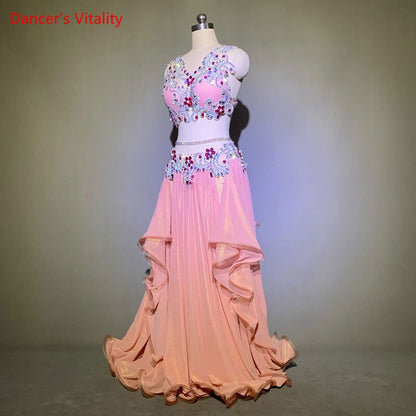 Belly Dance Suit Diamond-Studded Bra Big Swing Skirt Performance Set Profession Custom Adult Child High-end Competition Clothing