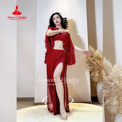Belly Dance Costume for Women's Comfortable and Breathable Mesh Set Adult Oriental Dance Practice Clothes Dancer's Vitality