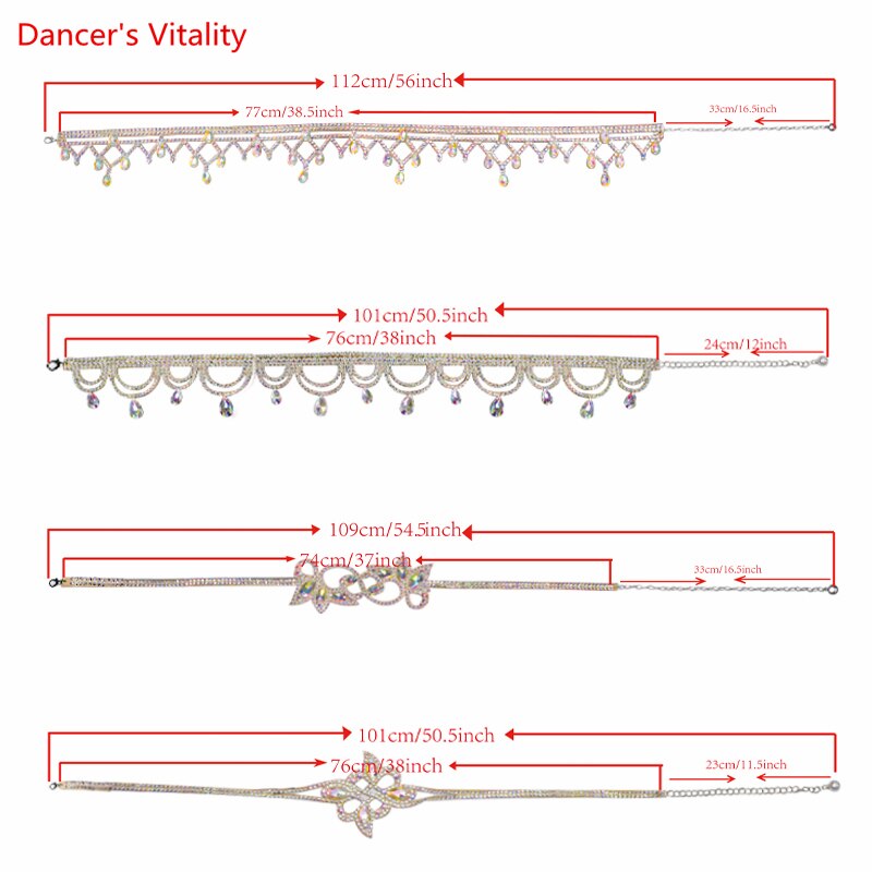 Belly Dance Belt Diamond-Studded Manual Waist Chain Oriental Dancing Female Adult Temperament Rhinestone Performance Accessories