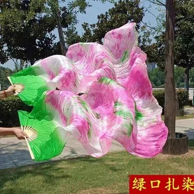 Dyed 100% pure natural silk fan veils for women belly dance performance fan belly dance costumes and accessories A pair