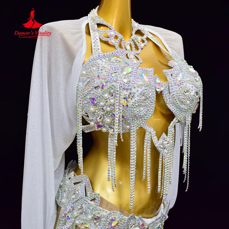 Belly Dancing Set Women's Customized Luxury Rhinestone Professional Performance Costumes Oriental Dance Competition Clothing