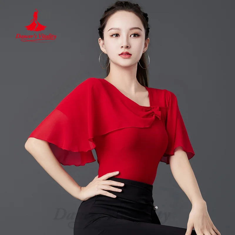 Latin Dance Practice Clothes Women's Customized Comfortable Cotton Top Chacha Samba Performance Clothing Modern Dancing Outfit