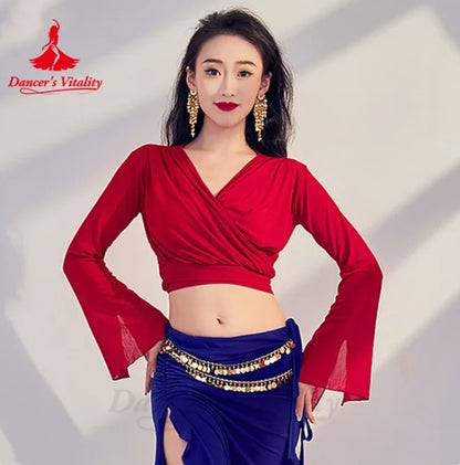 Belly Dance Costumes for Women Gauze Long Sleeves Top and Long Skirt Cothing Girl's Oriental Belly Dancing Performance Wear